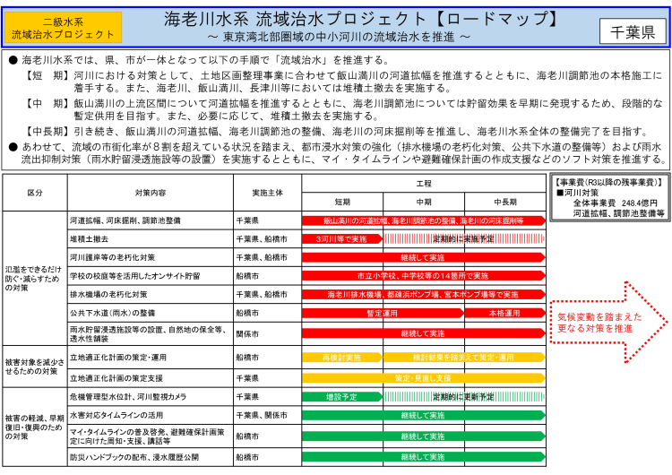 海老川水系流域治水プロジェクト【ロードマップ】